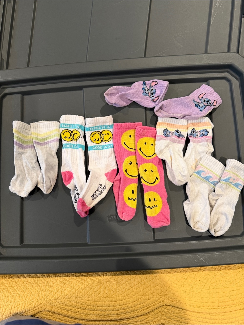 Kids Smiley Face Crew Socks - Pink and Purple